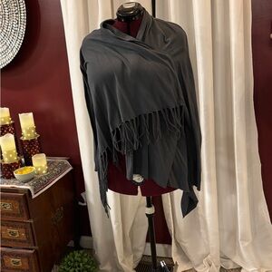 Elegant Gray Fringe Shawl